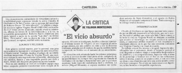 La crítica de Yolanda Montecino El vicio absurdo